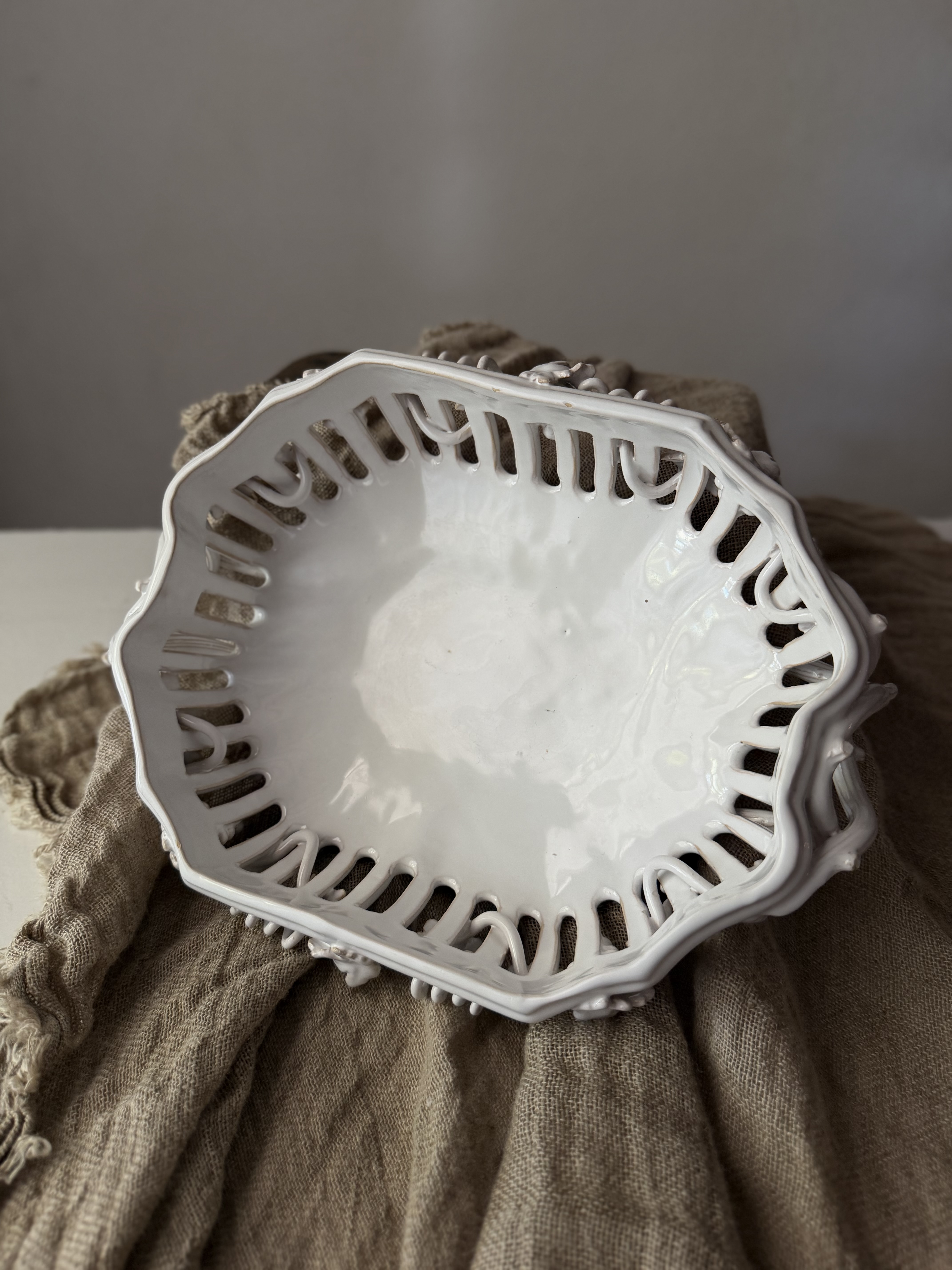 Overhead view into the brilliant white glazed bowl